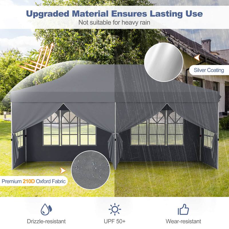Costway 10 x 20FT Pop up Canopy Outdoor Canopy Tent with 6 Sidewalls - See Details