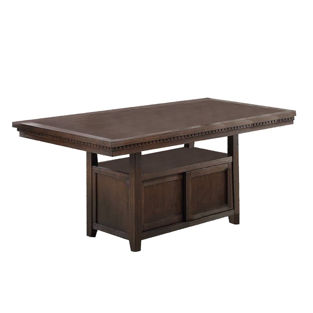 Maci 75 Inch Rectangular Dining Table with Cabinet and Shelf, Brown Wood