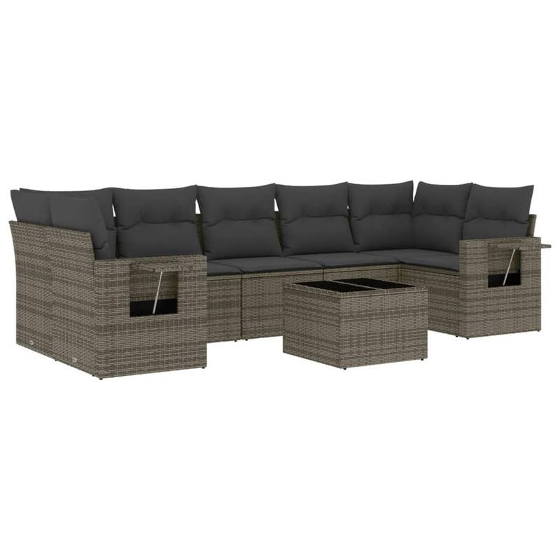 vidaXL Patio Sofa Set with Cushions Outdoor Furniture 8 Piece Poly Rattan