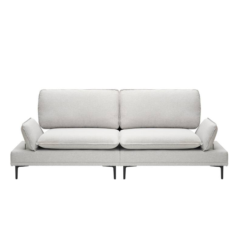 89-Inch Light Grey Polyester Blend Sofa with Easy Assembly and Comfort Features