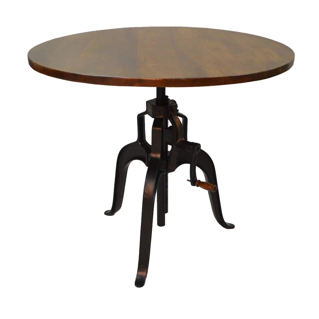 Carolina Living Bentley Adjustable Crank Table - Chestnut Top - Black Base - Adjustable Height