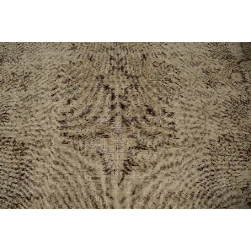 Hand Knotted Oriental 100% Wool Carpet Transitional Floral Beige & Ivories Anatolian Area Rug - 9' 0'' X 5' 10''