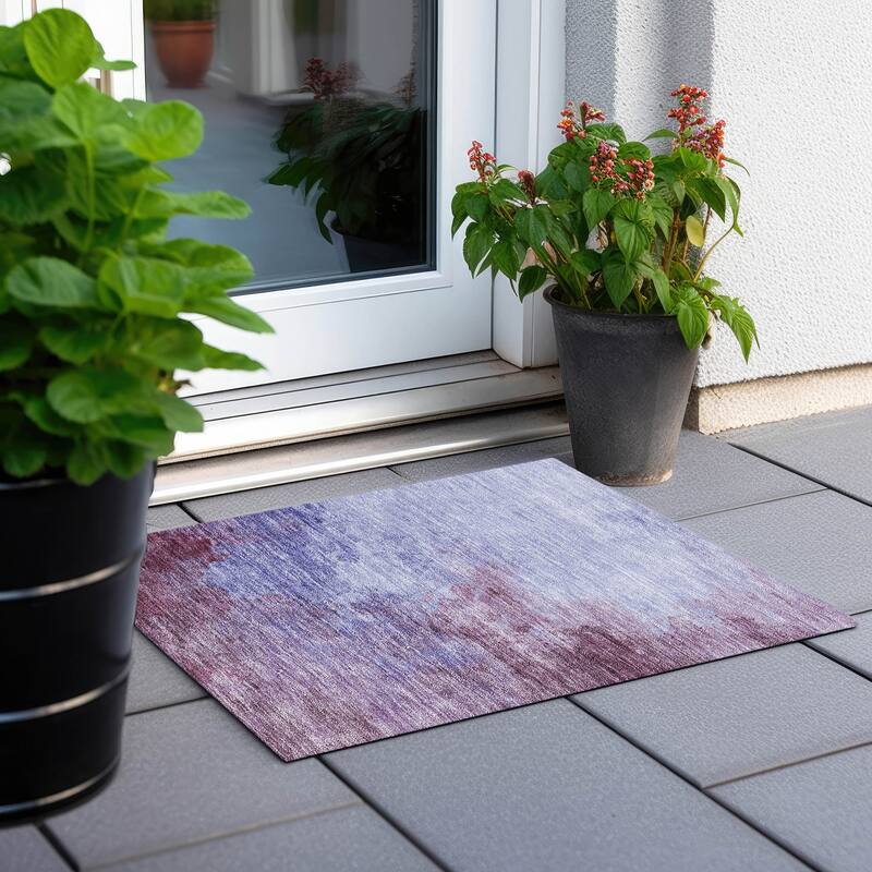 Machine Washable Indoor/ Outdoor Abstract Modern Chantille Rug
