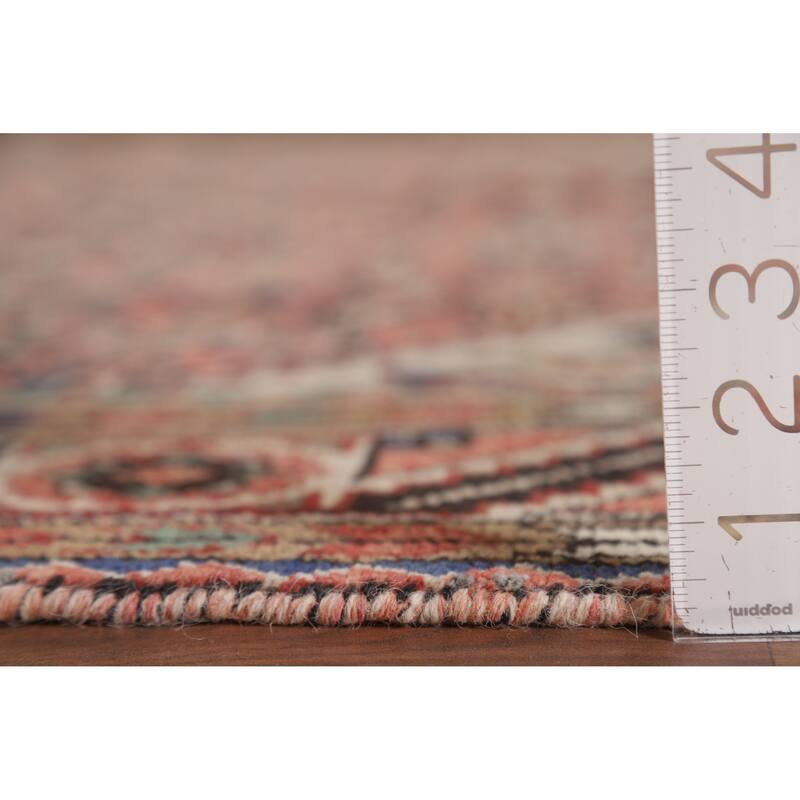 Geometric Pink Hamedan Vintage Persian Area Rug Handmade Wool Carpet - 7'5" x 10'4"