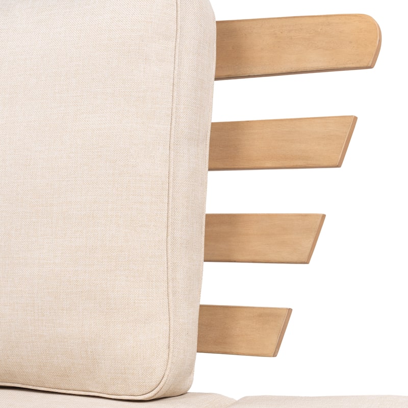 Arwen 2-Seat Modern Scandinavian Folding Wood Outdoor Day Bed Sofa, Beige/Light Teak by JONATHAN Y