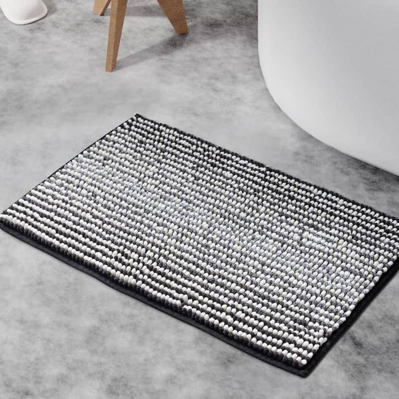 Ombre Chenille Non-Slip Bath Rug - 16"Wx24"L - Black