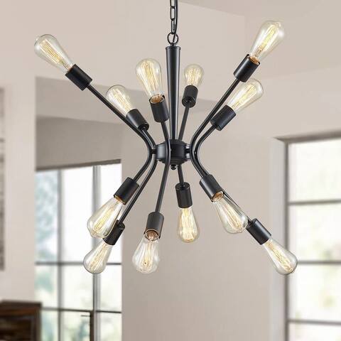 12 light modern pendant lighting vintage black sputnik chandelier