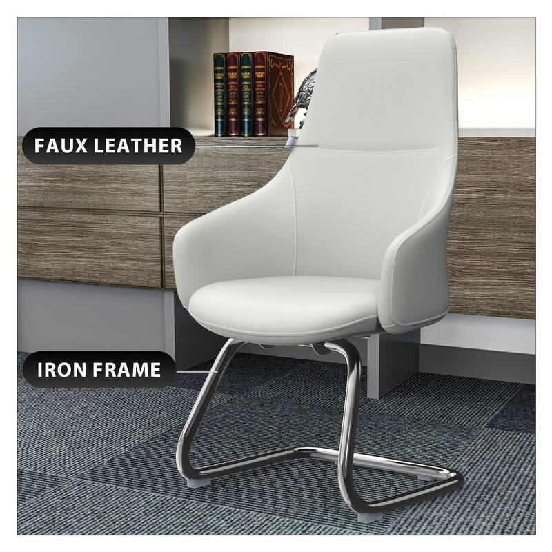 Celeste Modern Leather Office Chair with Iron Frame, Fixed Armrests, Foam Padding, Easy-Clean Upholstery & Quick Assembly