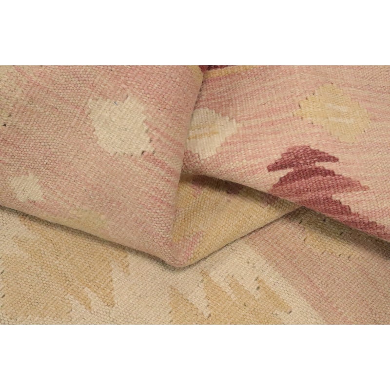 Hand Woven Oriental 100% Wool Carpet Southwestern Tribal Pink Kilim Area Rug - 5' 5'' X 3' 1''