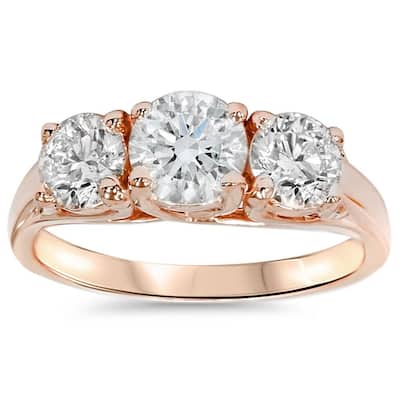 1 3/8ct 3-Stone Diamond Engagement Ring Rose Gold Past Present Future