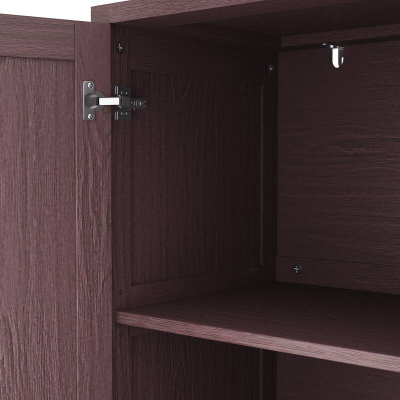Rattan Buffet Cabinet with Storage, 4-Door Sideboard Buffet Cabinet with Adjustable Shelves for Kitchen, Living Room