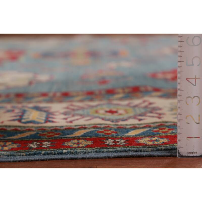 Hand Knotted Oriental 100% Wool Carpet Traditional Medallion Navy Blue & Blues Kazak Area Rug - 13' 7'' X 10' 1''