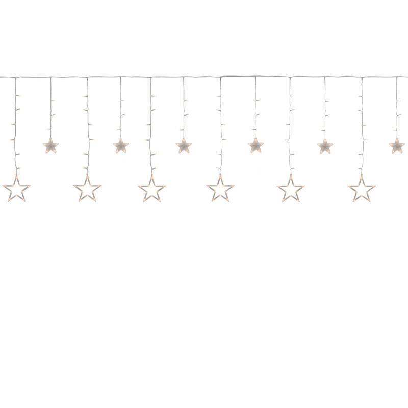 138 Clear LED Star Drop Window Curtain Lights 17.75ft Clear Wire
