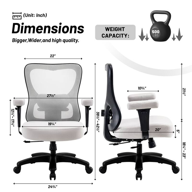 Big Office Chair,Large Ergonomic Executive Chair for Heavy Duty People, Computer Desk Task Chair with Wheels