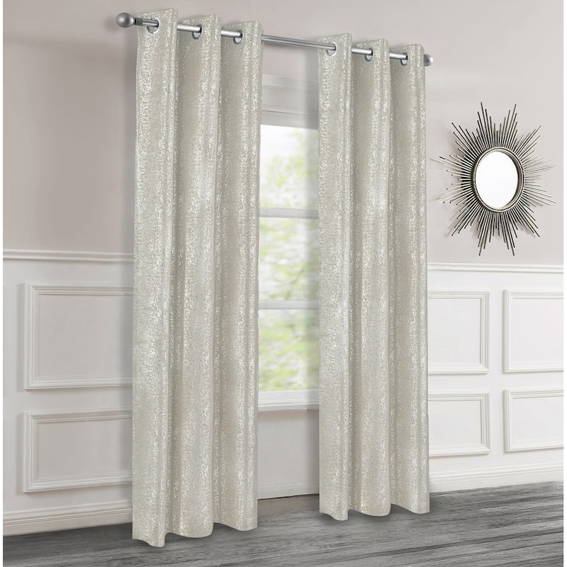 Dainty Home 2 Pack Artisinal 100% Blackout Grommet Curtain Panel Pair with 3D Lurex Texture - Sand - 38" x 84"