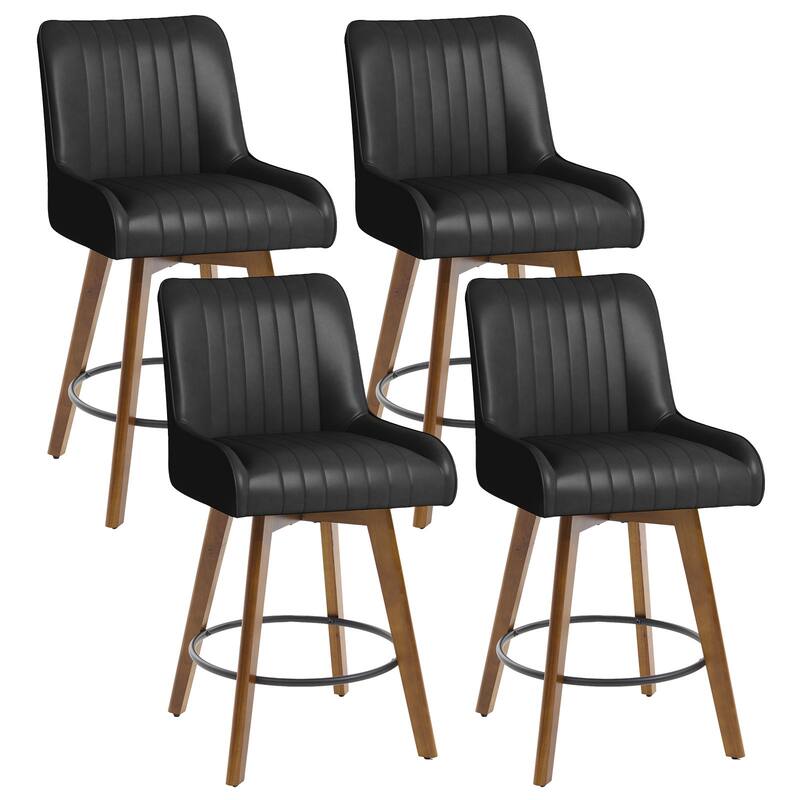 26" Faux Leather Upholstered Wood Swivel Counter Stool Set of 3 or 4 - 38.8"H x 20.5"W x 21.7"D