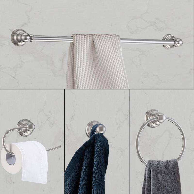 3-Light Vanity Light with Brushed Nickel Finish and Bath Set (5-Piece)