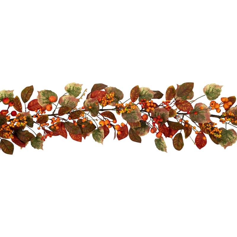 Pumpkins and Berries Artificial Fall Harvest Garland - 5' x 10" - Unlit - 5' x 10"