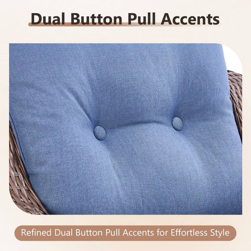 Artisan 5-Piece Wicker Patio Swivel Glider Set with 6-Inch Thick Cushions
