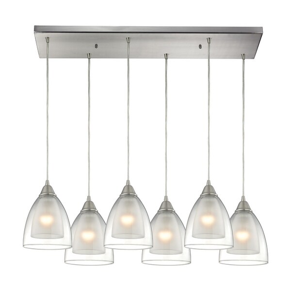 Elk Home Layers Satin Nickel With Clear Etched Glass 6 Light Pendant Bed Bath Beyond 32865275
