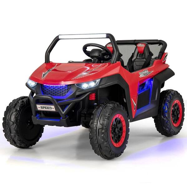 slide 2 of 29, 12V 2-Seater Kids Ride on UTV with Slow Start Function Music - 46.5” x 29” x 28”(L x W x H) Red