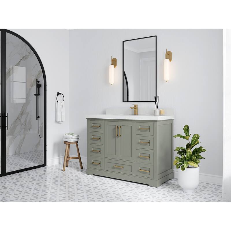 Willow Collection 48 in W x 22 in D x 36 in H Boston Single Bowl Sink Bathroom Vanity with Countertop