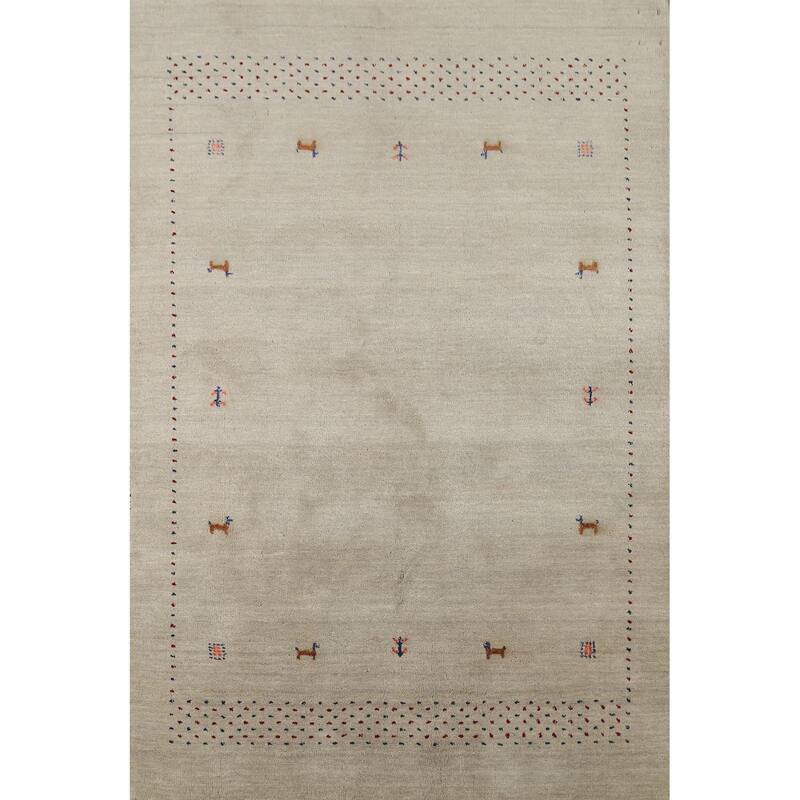 Tribal Animals Gabbeh Oriental Area Rug Handmade Wool Carpet - 4'7"x 6'5"