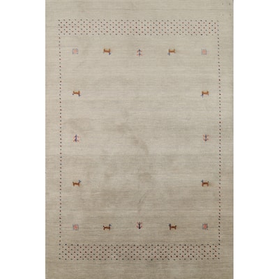 Tribal Animals Gabbeh Oriental Area Rug Handmade Wool Carpet - 4'7"x 6'5"