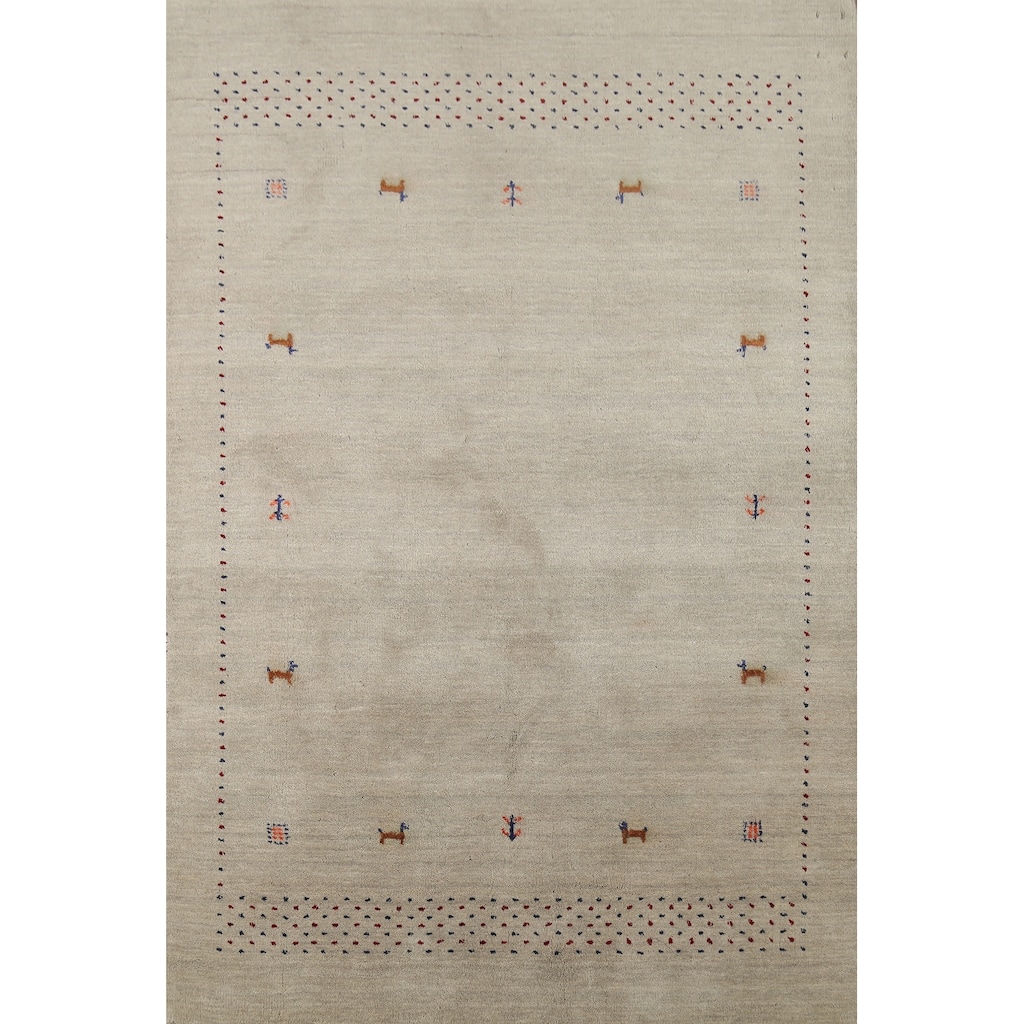 Tribal Animals Gabbeh Oriental Area Rug Handmade Wool Carpet - 4'7"x 6'5"