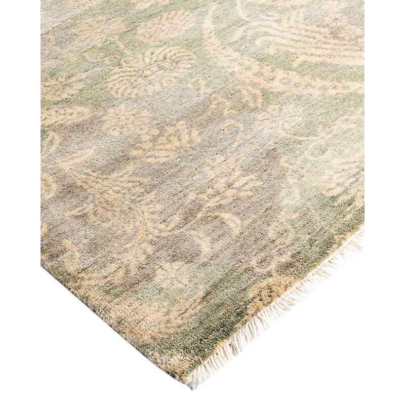 Ikat One-of-a-Kind Hand-Knotted Area Rug, Green - 9' 1" x 12' 2"