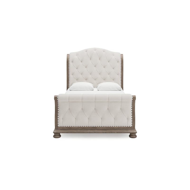 Signature Design by Ashley Ardenfield Brown/Beige Queen Upholstered Sleigh Bed