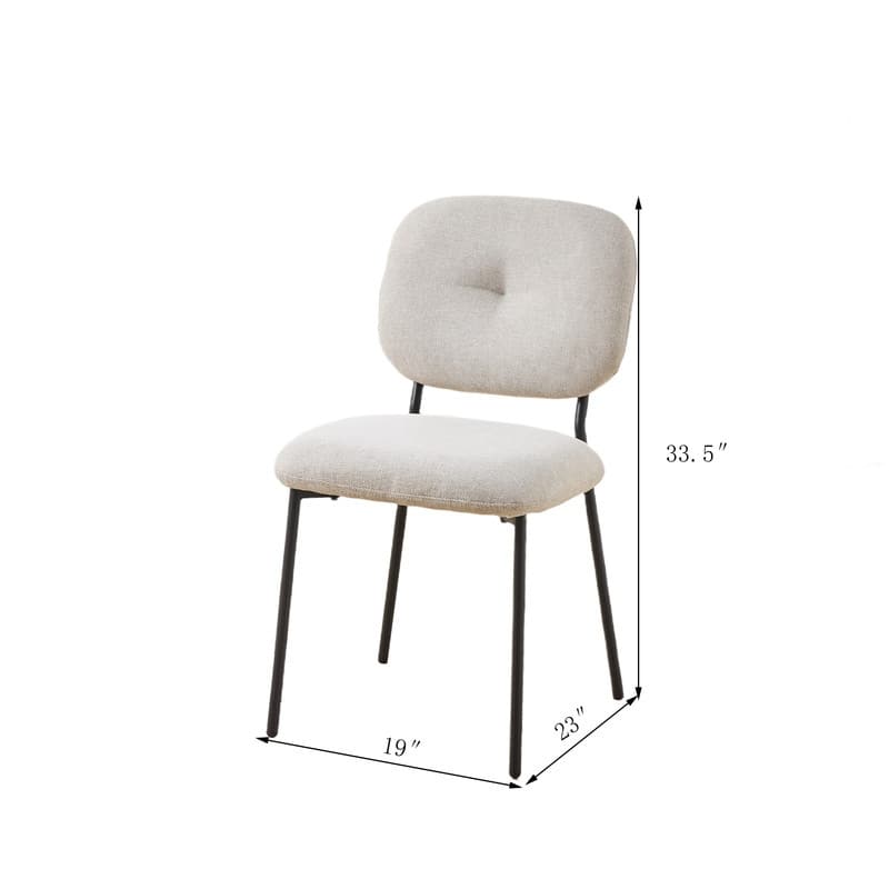 Contemporary 2-Piece Dining Chair Set - Beige & Green Upholstered Accent Chairs with Sleek Metal Legs (Space-Saving Design)‌