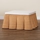 preview thumbnail 32 of 32, Palm Scallop Natural Rattan Ottoman with Cushion – Handwoven Wicker Accent Bench or Footrest for Living Room or Sunroom, Square