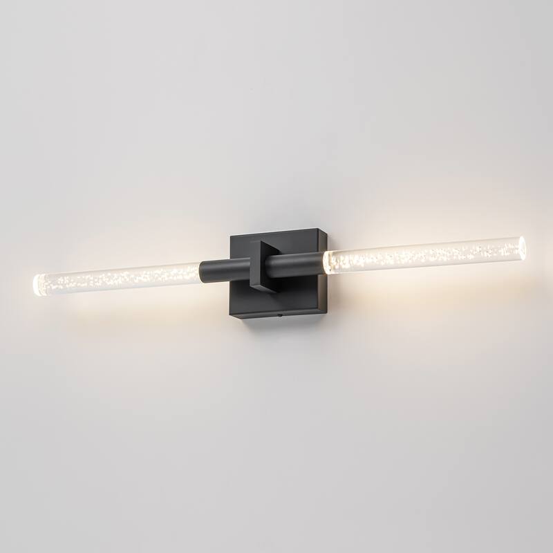 1-Light Modern Linear Black/Gold Integrated LED 3000K Warm Light Bathroom Vanity Light Bar - 4.3 in. W x 27.5 in. H x 3.7 in. D