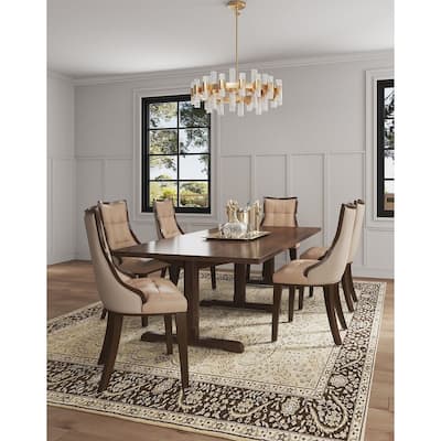Fifth Avenue Cream and Walnut Faux Leather Dining Chair (Set of Two)