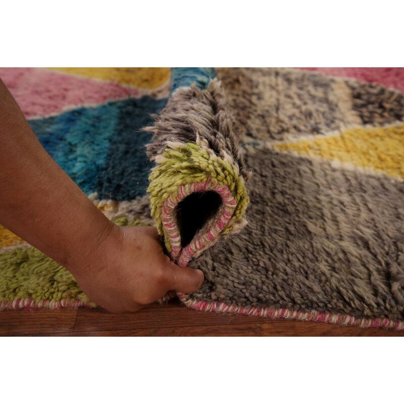 Colorful Trellis Moroccan Area Rug Handmade Wool Carpet - 6'0" x 9'3"