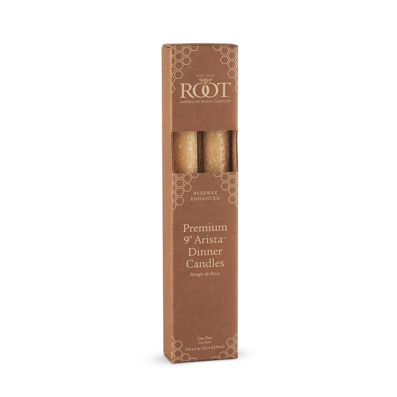 ROOT Unscented Timberline Arista Taper Candles box of 2 - Beeswax