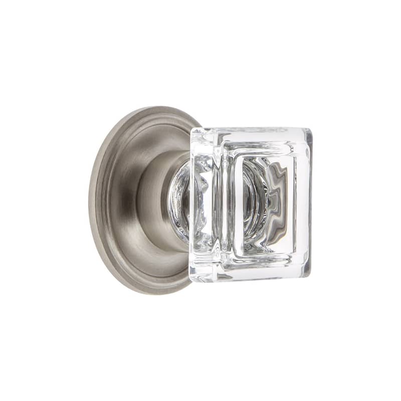 Grandeur CARR-CRYS-KNOB-GEO Carre 1-1/4" Square Crystal Cabinet Knob - Satin Nickel