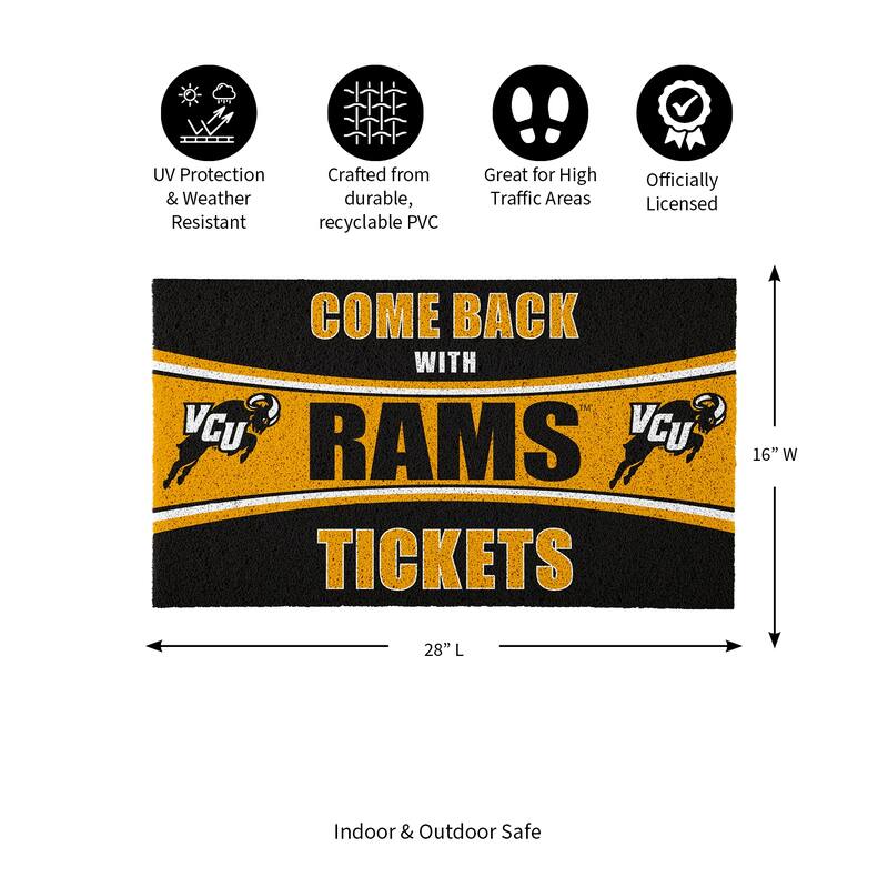 Virginia Commonwealth University 28 in. x 16 in. PVC "Come Back With Tickets" Trapper Door Mat