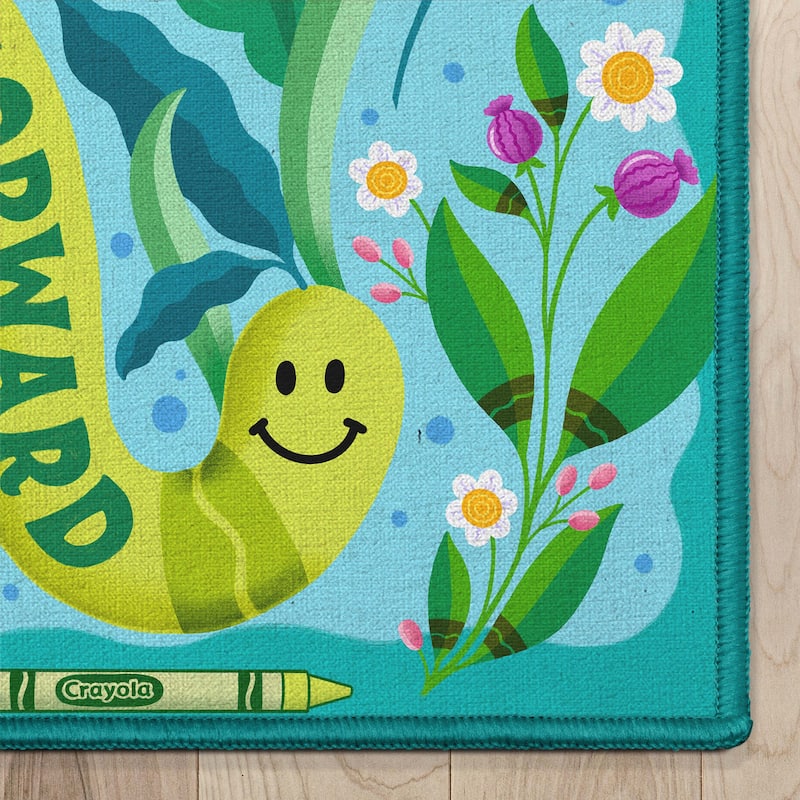 Crayola Keep Moving Green Blue Floral Area Rug By Well Woven