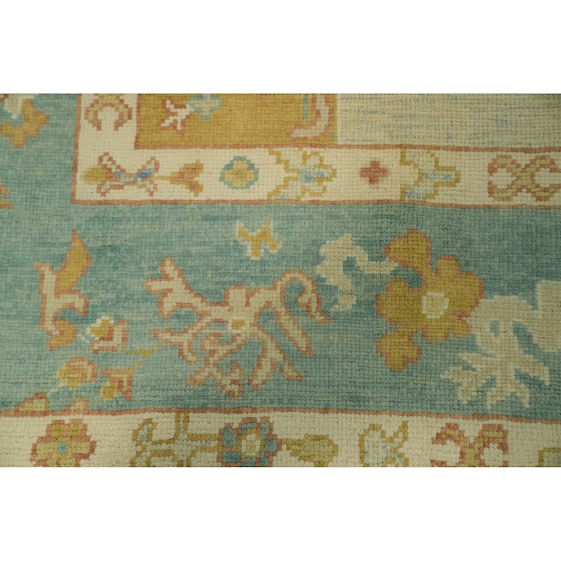 Vegetable Dye Wool Oushak Turkish Area Rug, Medallion Geometric Carpet - 9' 8'' X 8' 1''