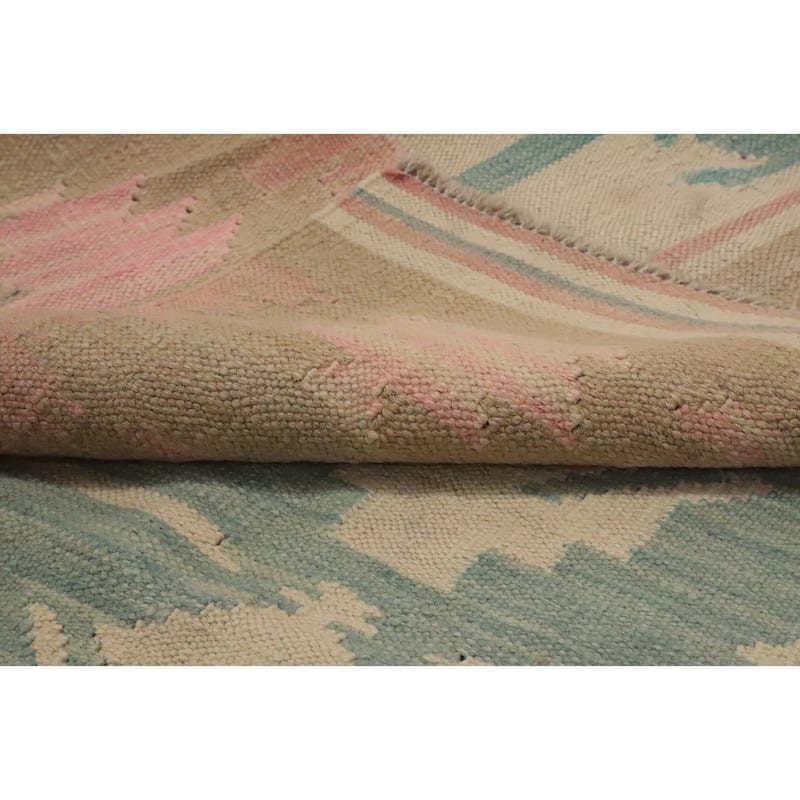 Hand Woven Oriental 100% Wool Carpet Southwestern Tribal Green Kilim Area Rug - 5' 7'' X 3' 9''