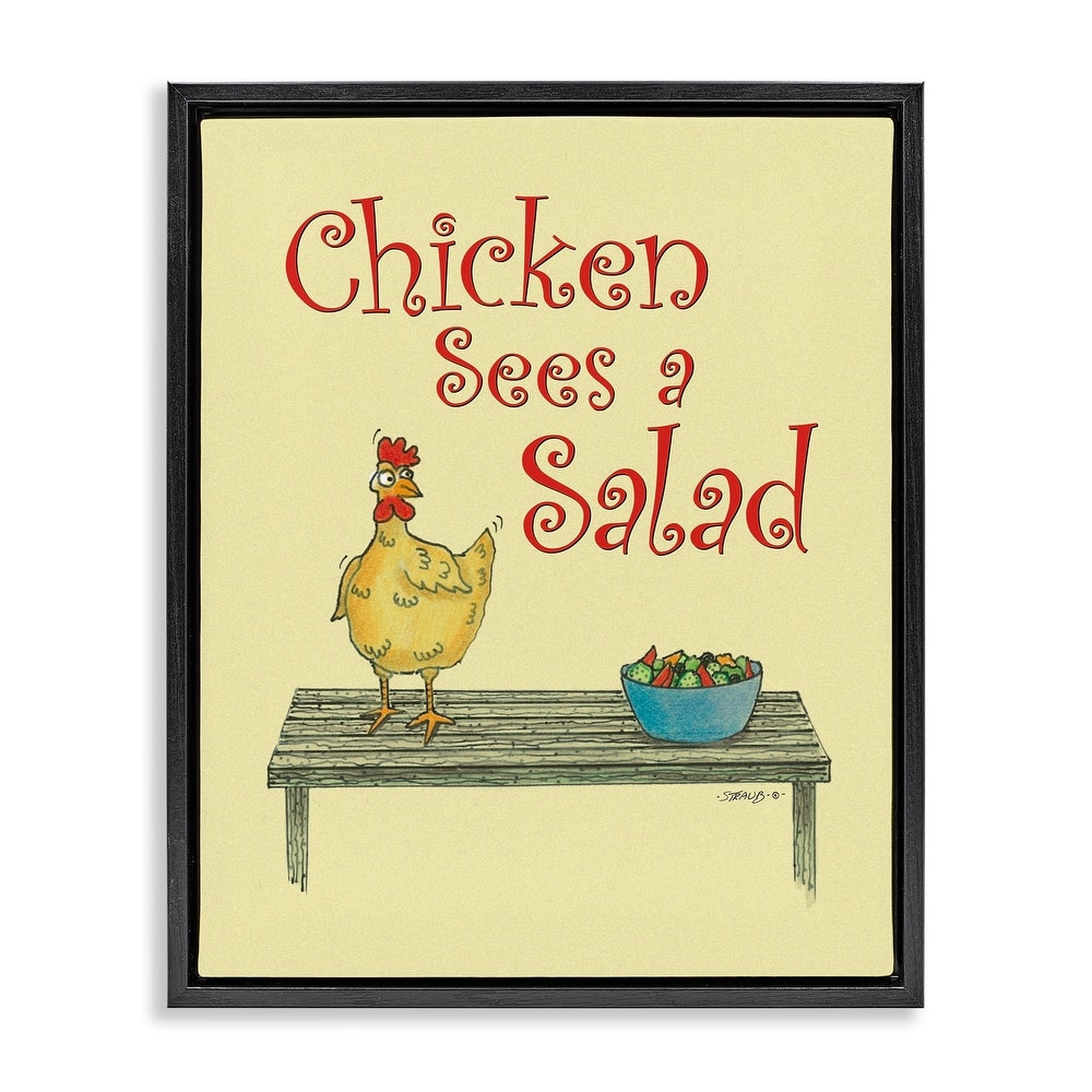 Stupell Chicken Salad Vintage Pun Framed Floater Canvas Wall Art Design By Roger Straub