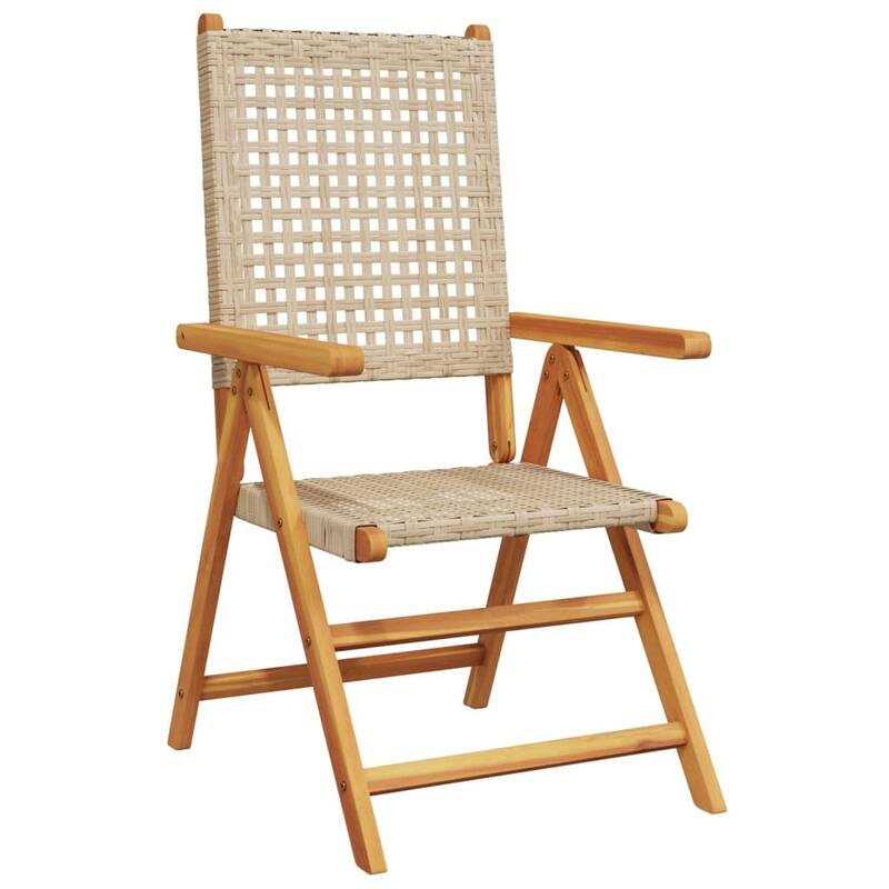 vidaXL Patio Chairs Garden Seating Furniture Solid Wood Acacia and Poly Rattan - 27.6 x 22.4 x 42.9