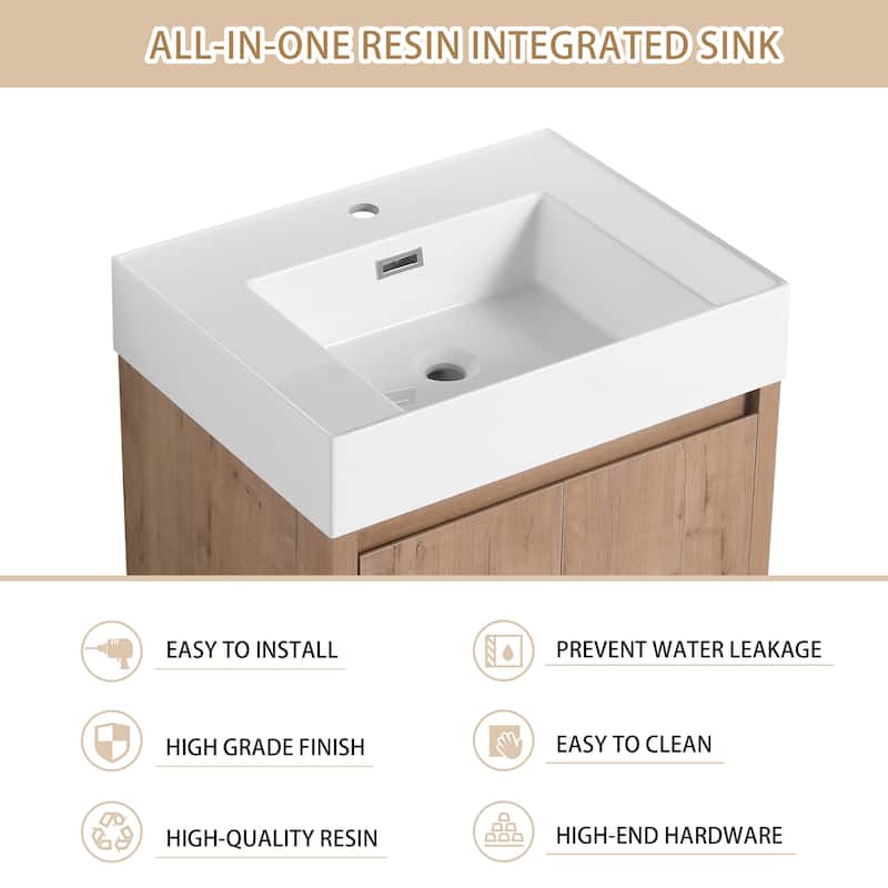 ARTCHIRLY 24"/30"/36" Bathroom Vanity with Sink, Floating Bathroom Vanity with Soft Close Door