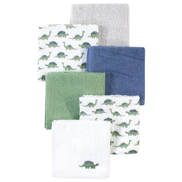 slide 1 of 1, Luvable Friends Baby Boy Super Soft Cotton Washcloths, Dinosaur, One Size - Dinosaur - One Size One Size - Dinosaur