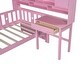preview thumbnail 11 of 10, Kids Twin Size Bed Frame with Storage Bookcase, Wood Multi-Functional Platform Bed w/ Built-in Desk and Matching Chair, Pink