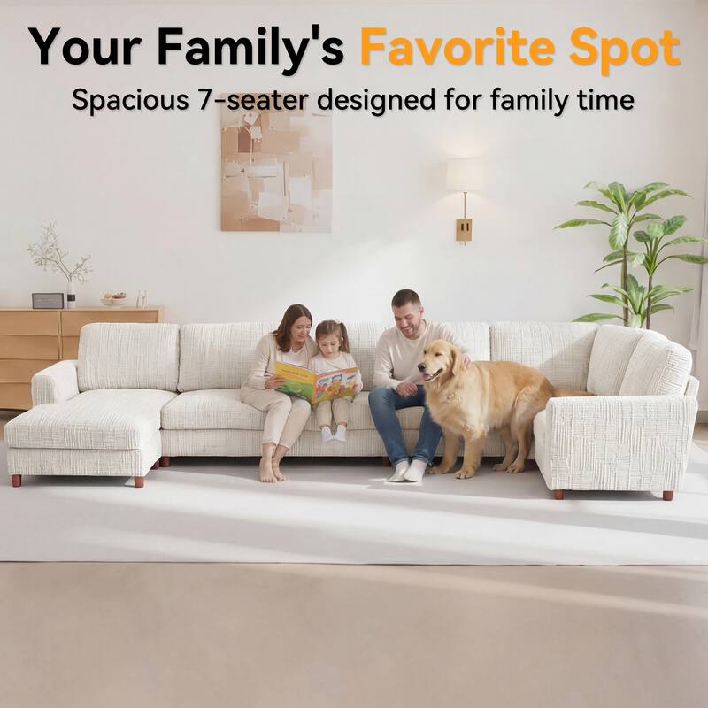 GDFStudio - Modular Chenille L-Shaped 159" 6-Seater Sectional Sofa with Storage & Cup Holders