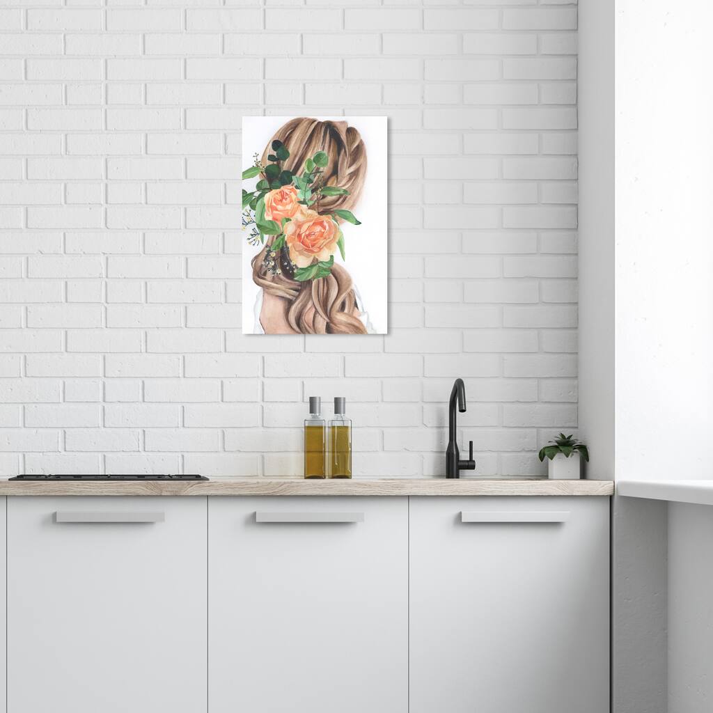 Wynwood Studio Fashion and Glam Her braids Orange and Pastel Orange Traditional Wall Art Canvas Print