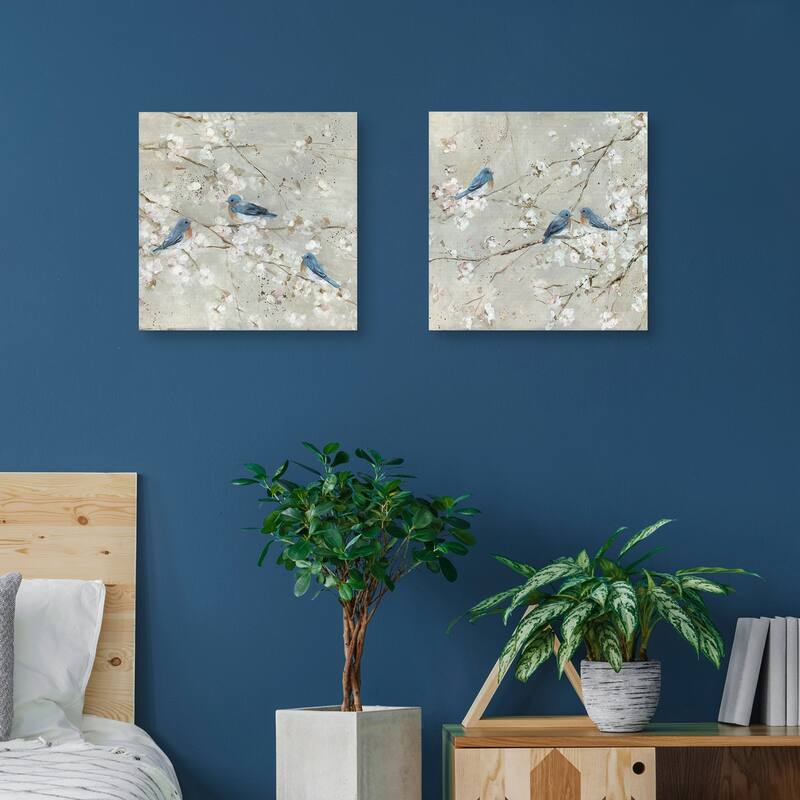 Bluebird Melody I, Bluebird Melody II by Sally Swatland Canvas Art Prints
